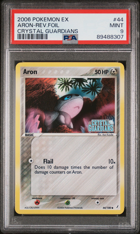 2006 Pokemon Ex Crystal Guardians #44 Aron-Rev.Foil Crystal Guardians PSA 9