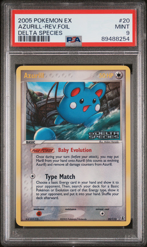 2005 Pokemon Ex Delta Species #20 Azurill-Rev.Foil Delta Species PSA 9