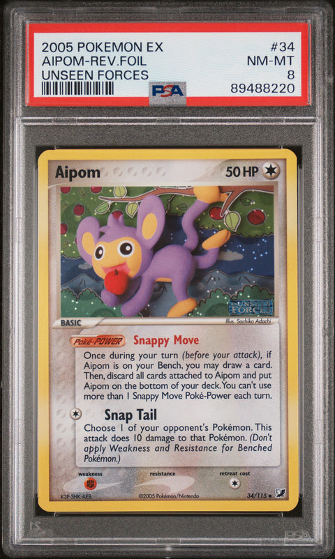 2005 Pokemon Ex Unseen Forces #34 Aipom-Rev.Foil Unseen Forces PSA 8