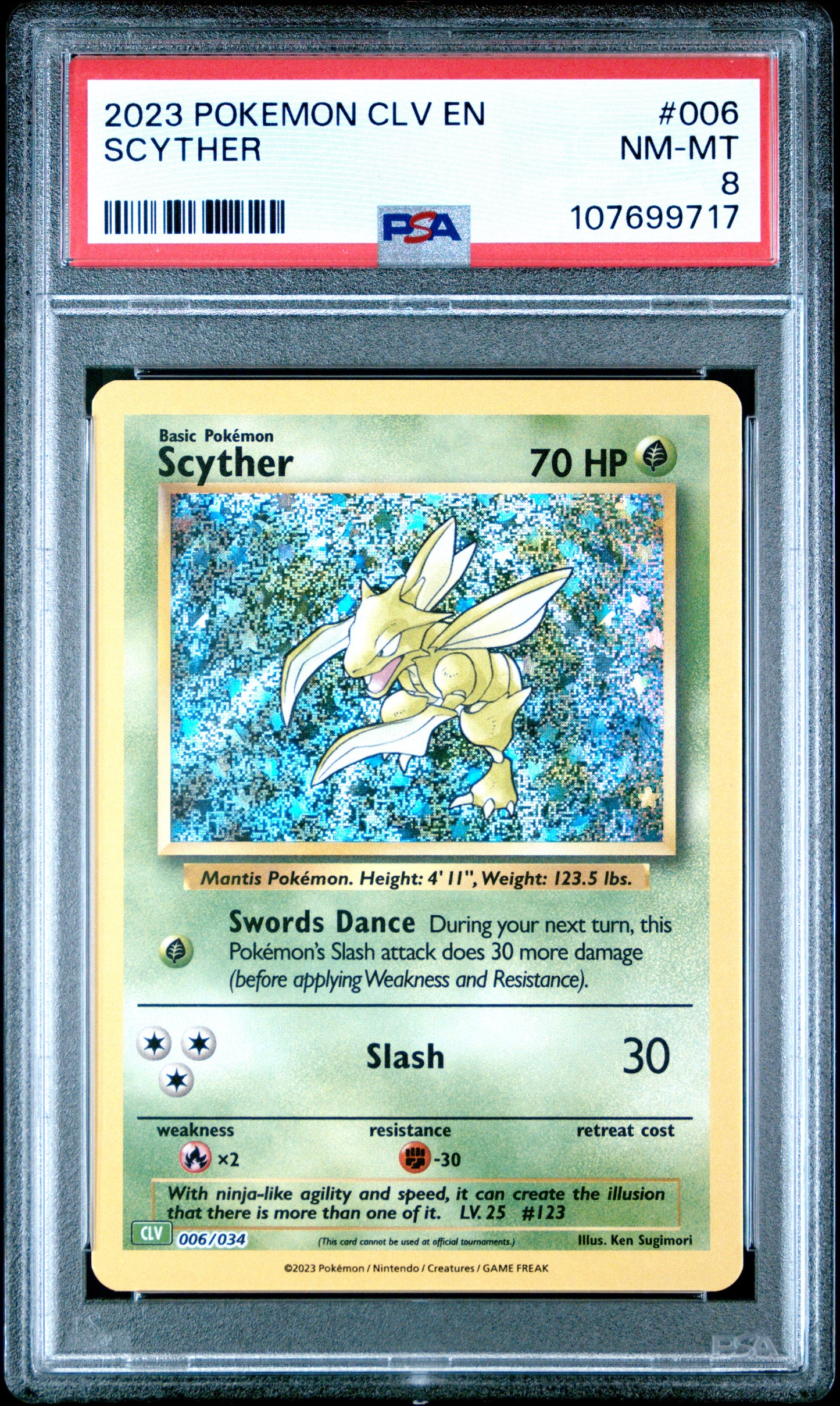 2023 Pokemon Clv-TCG Classic Venusaur & Lugia Ex Deck #006 Scyther PSA 8