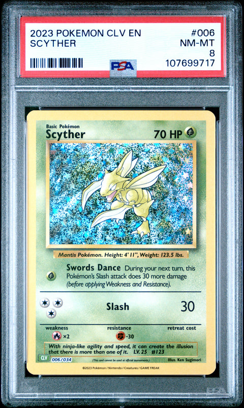 2023 Pokemon Clv-TCG Classic Venusaur & Lugia Ex Deck #006 Scyther PSA 8