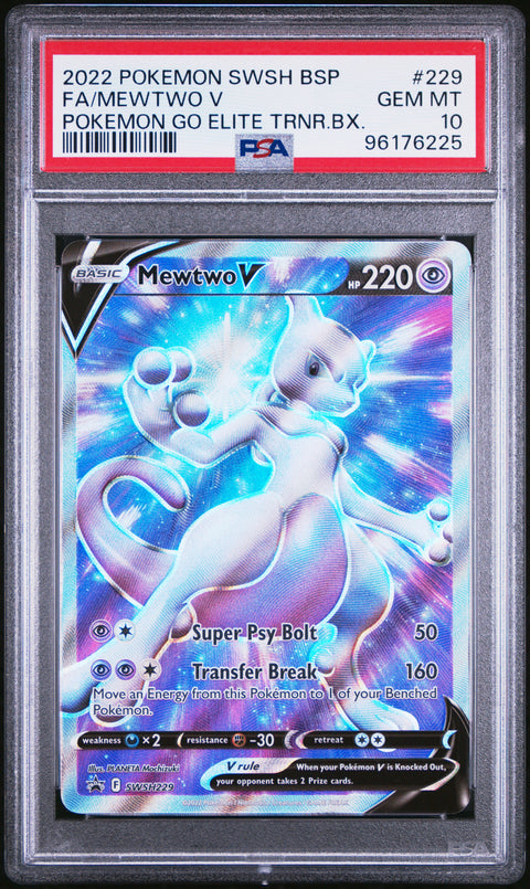 2022 Pokemon Swsh Black Star Promo #229 Fa/Mewtwo V Pokemon Go ETB PSA 10