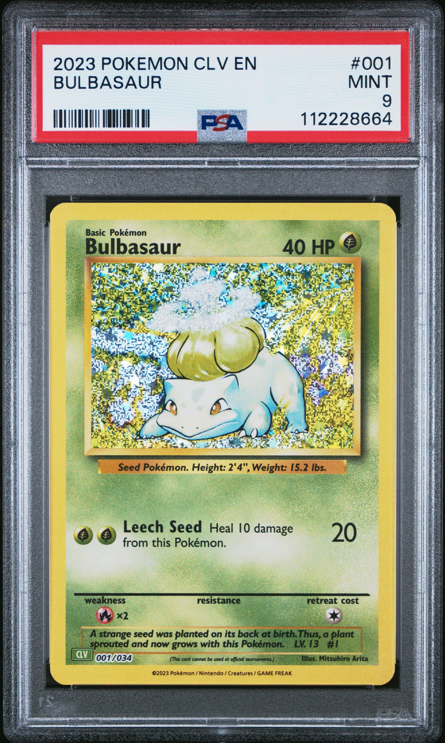 2023 Pokemon Clv-TCG Classic Venusaur & Lugia Ex Deck #001 Bulbasaur PSA 9