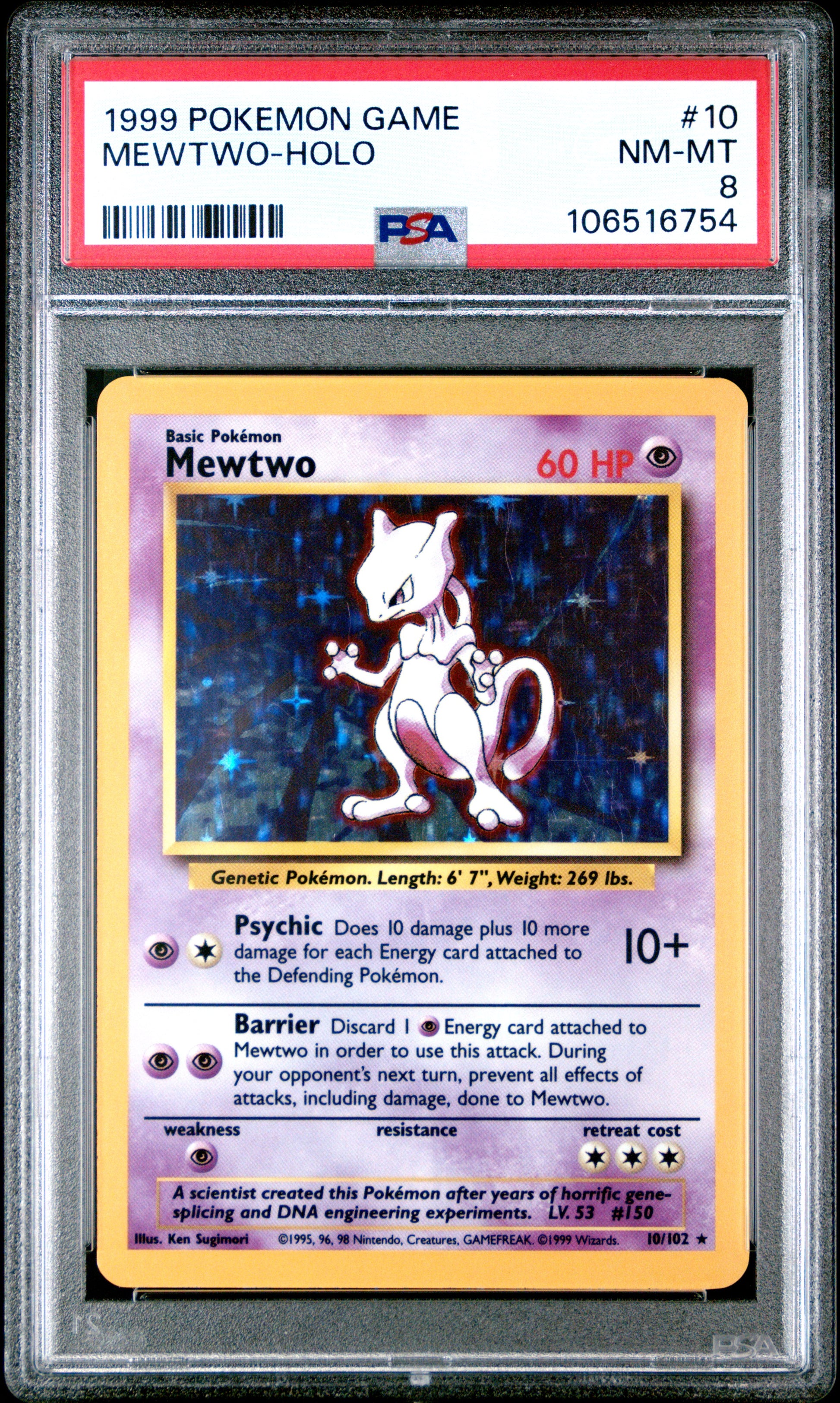 1999 Pokemon Game #10 Mewtwo-Holo PSA 8