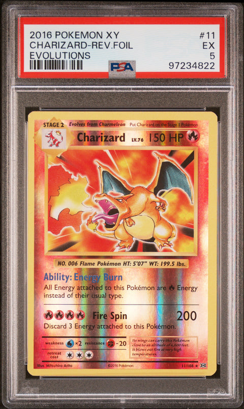 2016 Pokemon Xy Evolutions #11 Charizard-Rev.Foil Evolutions PSA 5