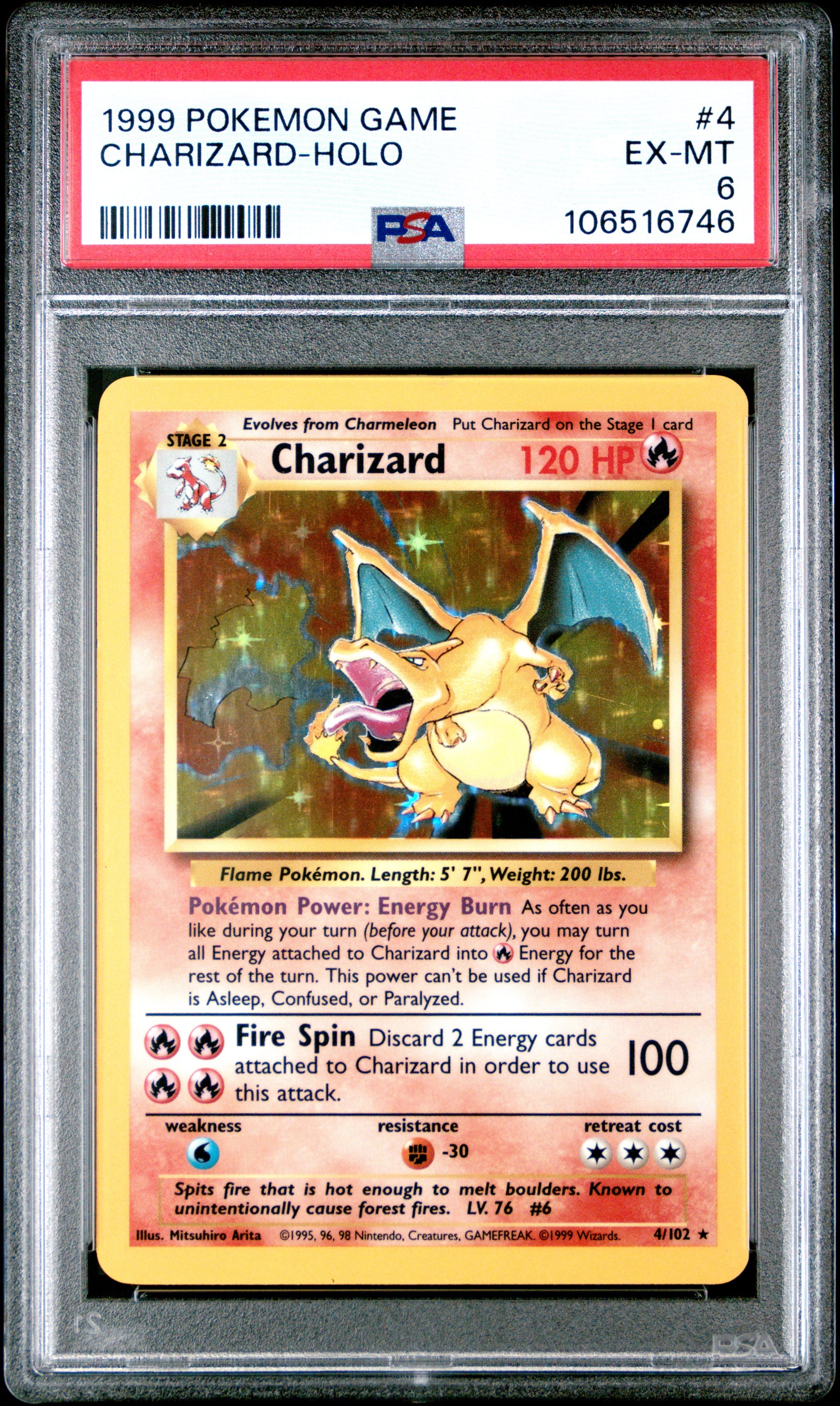 1999 Pokemon Game #4 Charizard-Holo PSA 6