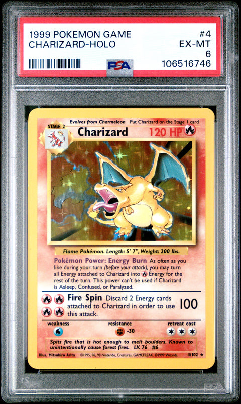 1999 Pokemon Game #4 Charizard-Holo PSA 6