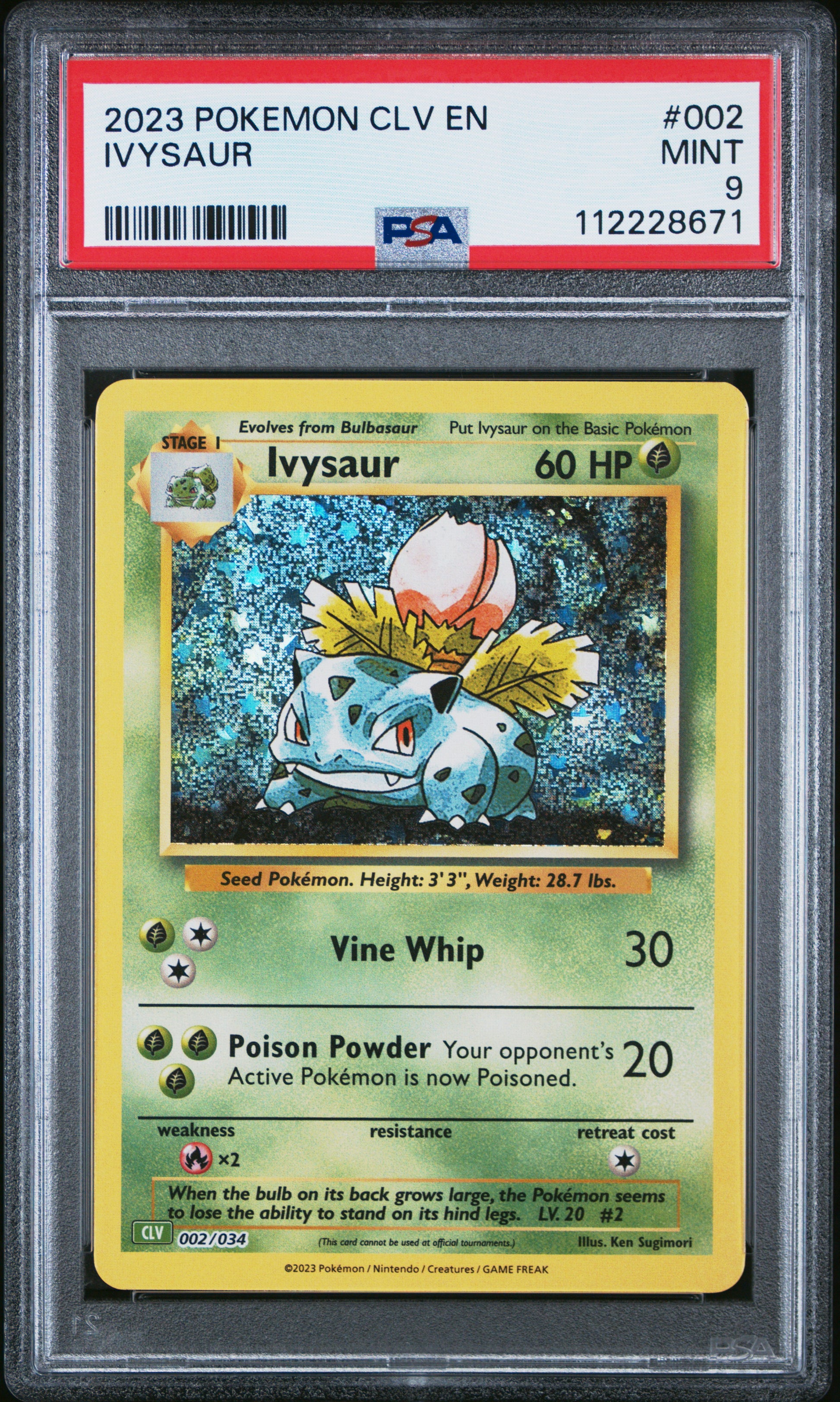 2023 Pokemon Clv-TCG Classic Venusaur & Lugia Ex Deck #002 Ivysaur PSA 9