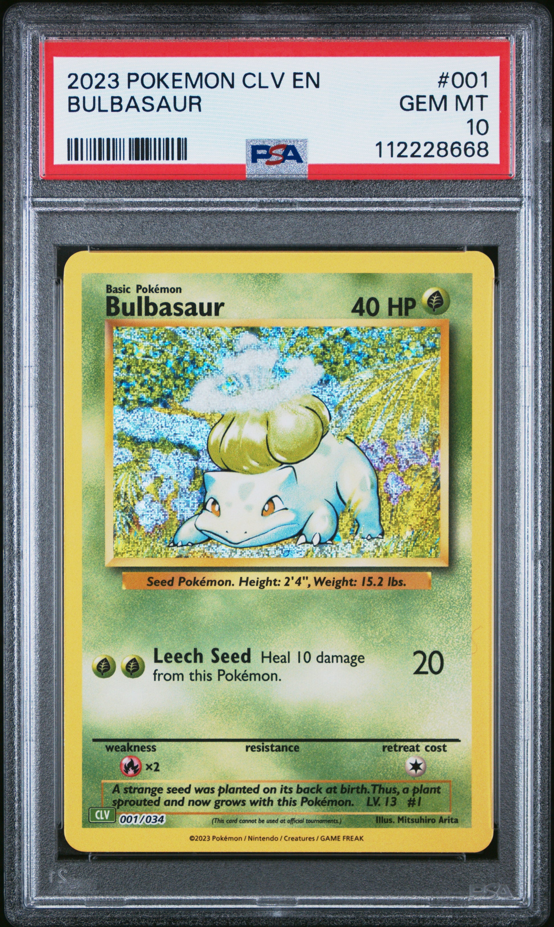 2023 Pokemon Clv-TCG Classic Venusaur & Lugia Ex Deck #001 Bulbasaur PSA 10