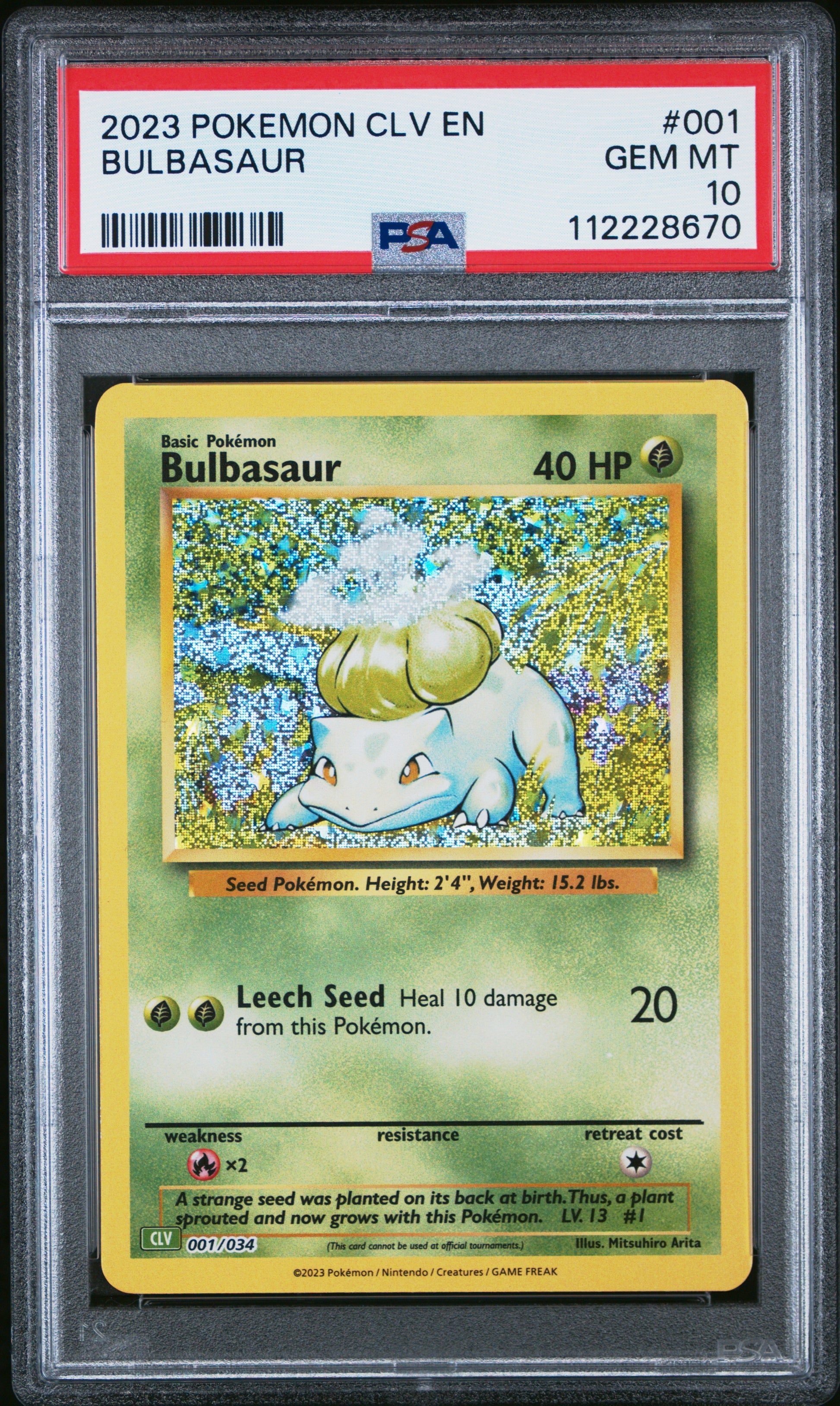 2023 Pokemon Clv-TCG Classic Venusaur & Lugia Ex Deck #001 Bulbasaur PSA 10