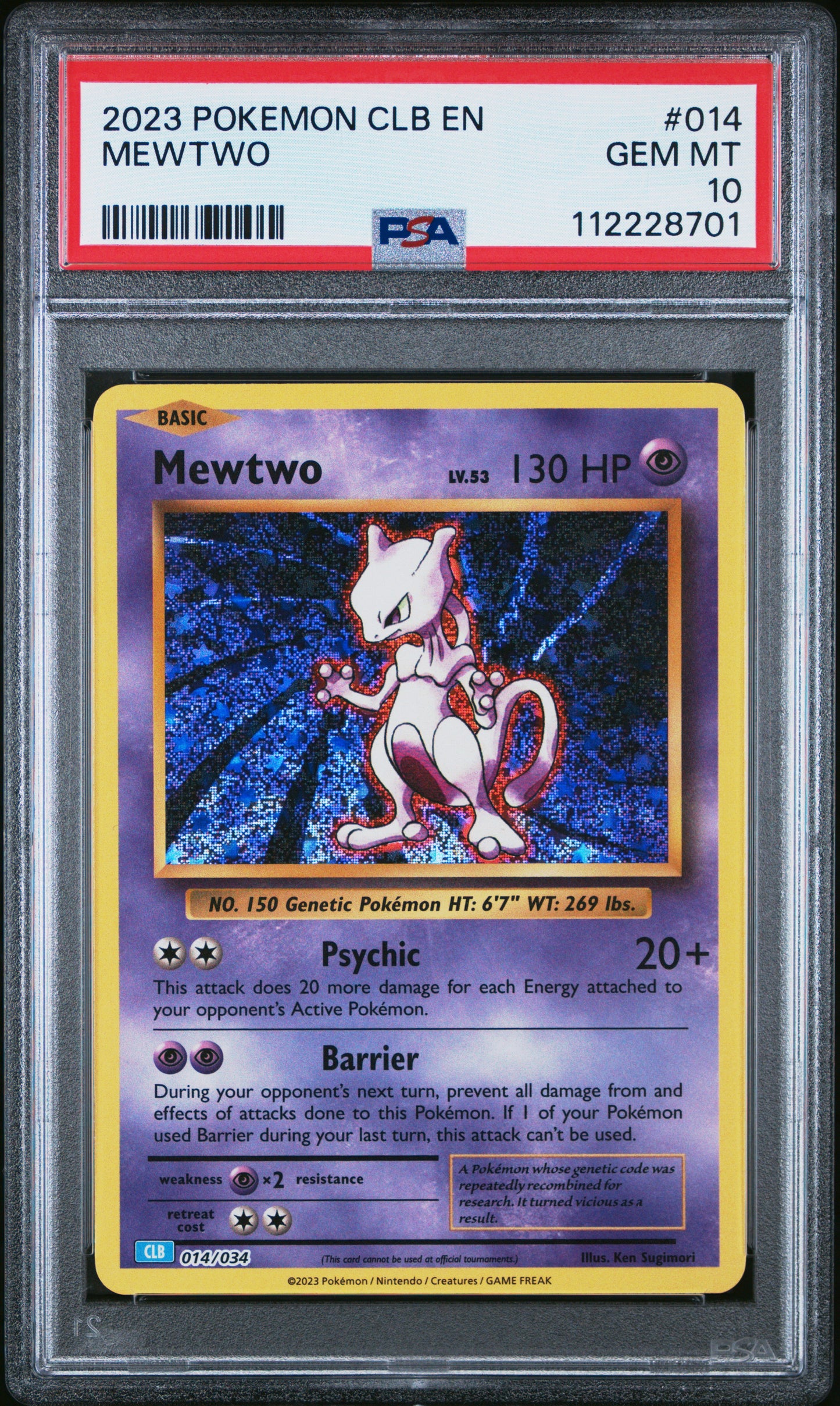 2023 Pokemon Clb-TCG Classic Blastoise & Suicune Ex Deck #014 Mewtwo PSA 10
