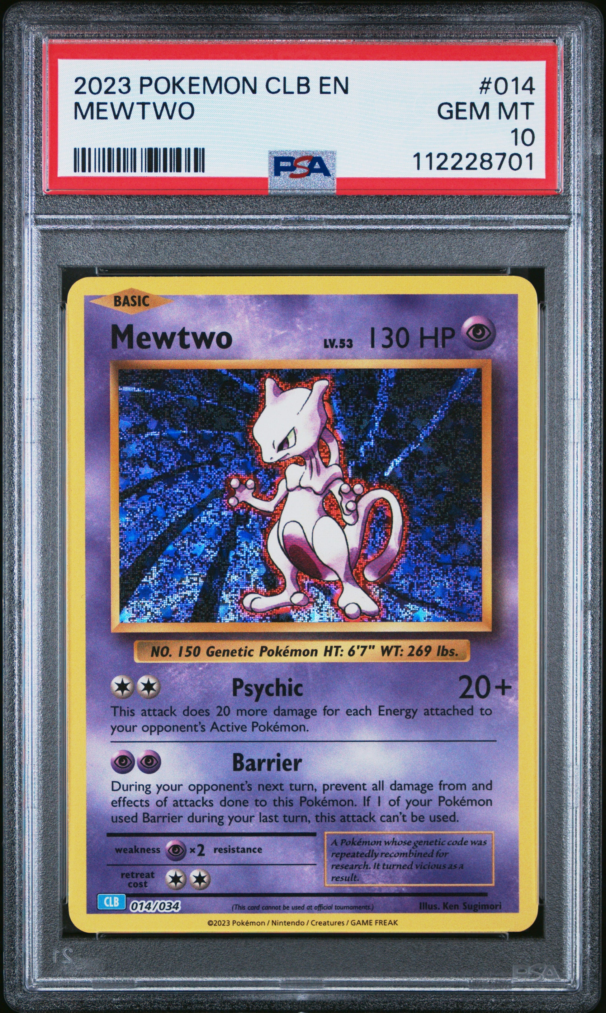 2023 Pokemon Clb-TCG Classic Blastoise & Suicune Ex Deck #014 Mewtwo PSA 10