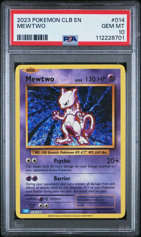 2023 Pokemon Clb-TCG Classic Blastoise & Suicune Ex Deck #014 Mewtwo PSA 10