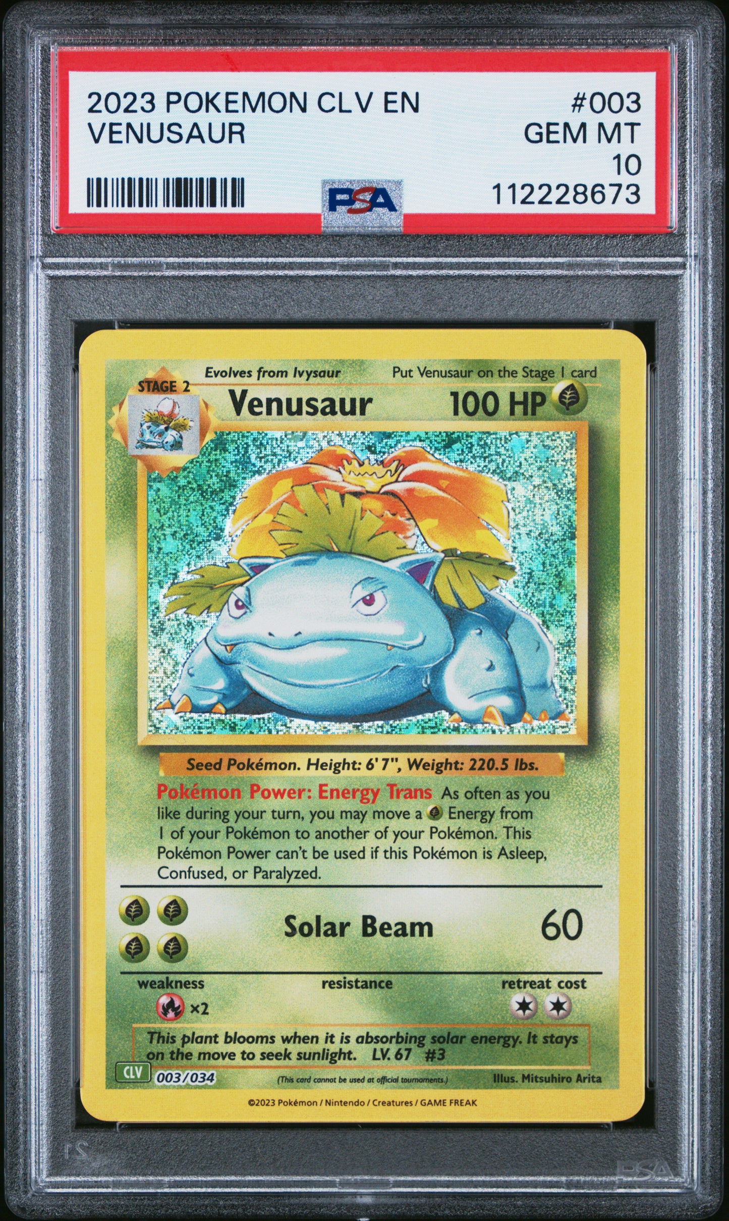 2023 Pokemon Clv-TCG Classic Venusaur & Lugia Ex Deck #003 Venusaur PSA 10