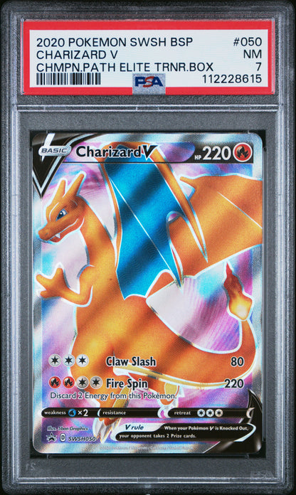 2020 Pokemon Swsh Promo #050 Charizard V Chmpn.Path Elite Trnr.Box PSA 7