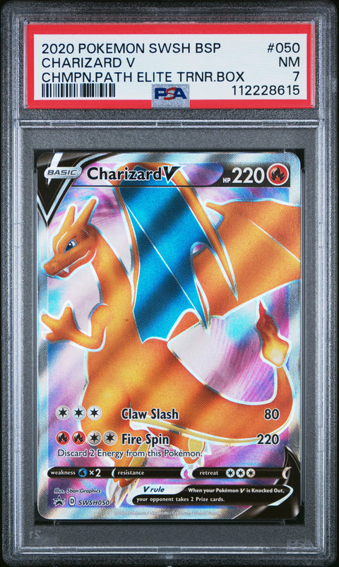 2020 Pokemon Swsh Promo #050 Charizard V Chmpn.Path Elite Trnr.Box PSA 7