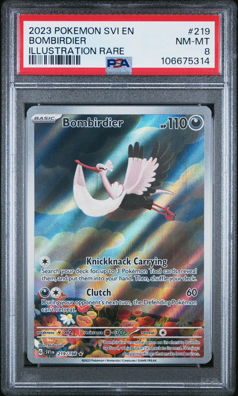 2023 Pokemon Svi En-Scarlet & Violet #219 Bombirdier Illustration Rare PSA 8