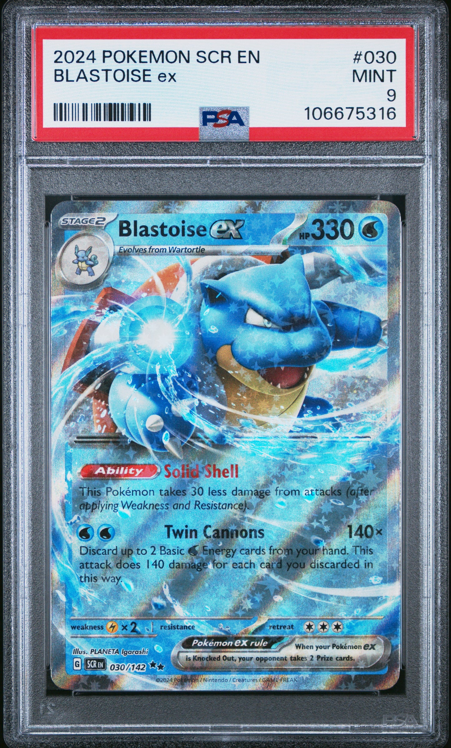 2024 Pokemon Scr En-Stellar Crown #030 Blastoise Ex PSA 9
