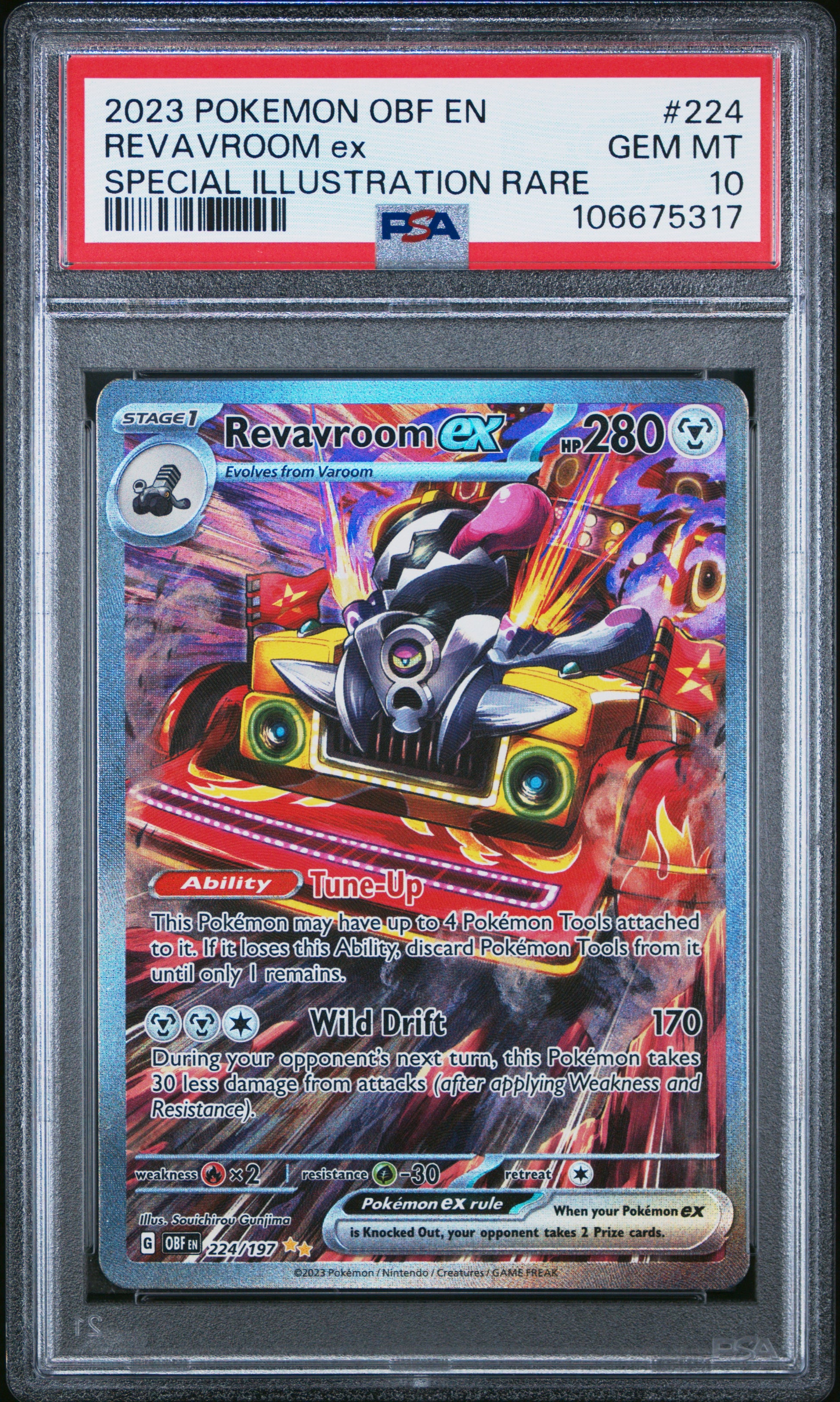 2023 Pokemon Obsidian Flames #224 Revavroom Ex Special Illustration Rare PSA 10