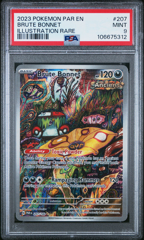 2023 Pokemon Par En-Paradox Rift #207 Brute Bonnet Illustration Rare PSA 9