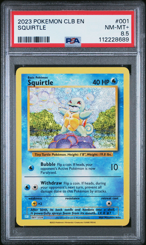 2023 Pokemon Clb-TCG\Classic Blastoise & Suicune Ex Deck #001 Squirtle PSA 8.5