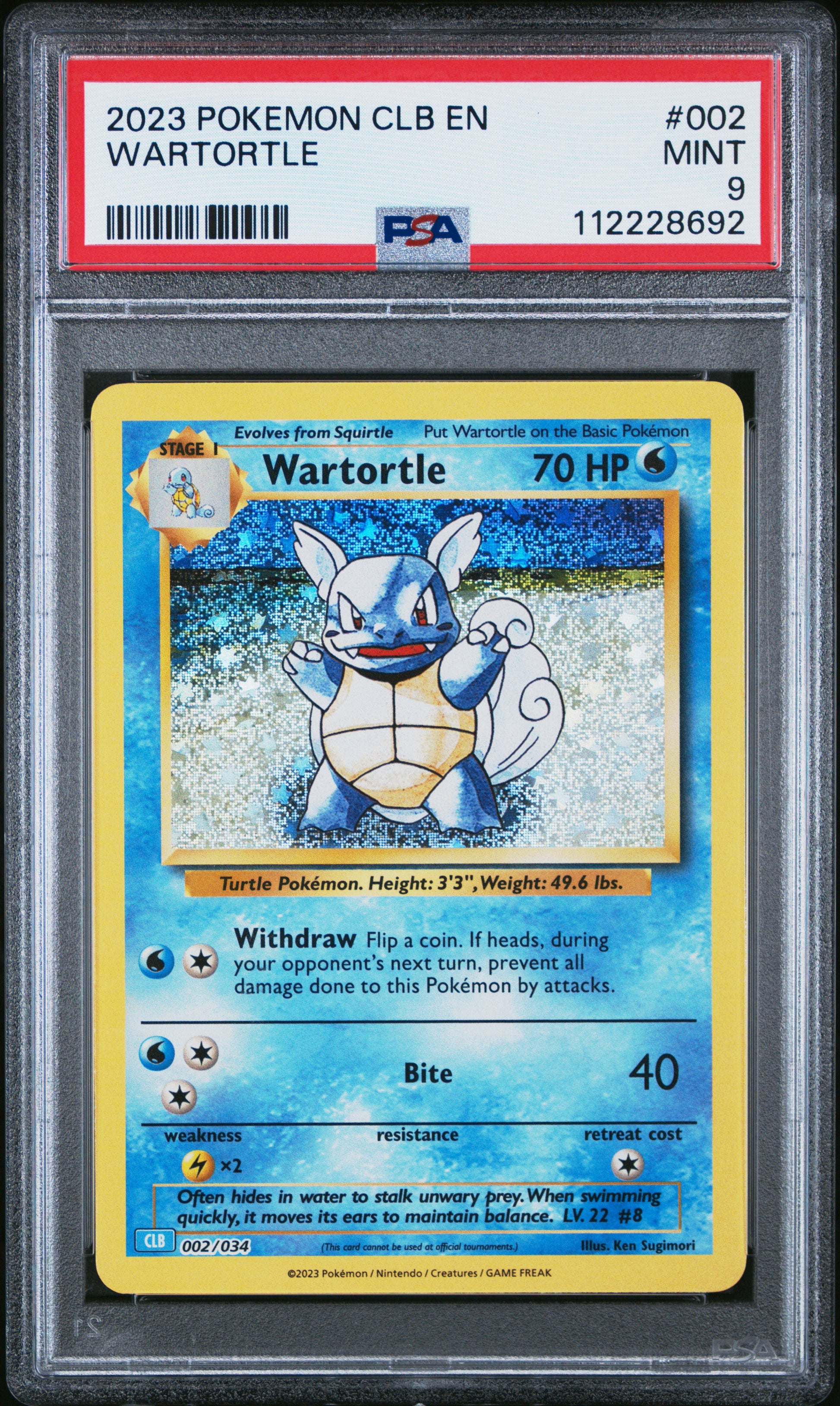 2023 Pokemon Clb-TCG Classic Blastoise & Suicune Ex Deck #002 Wartortle PSA 9