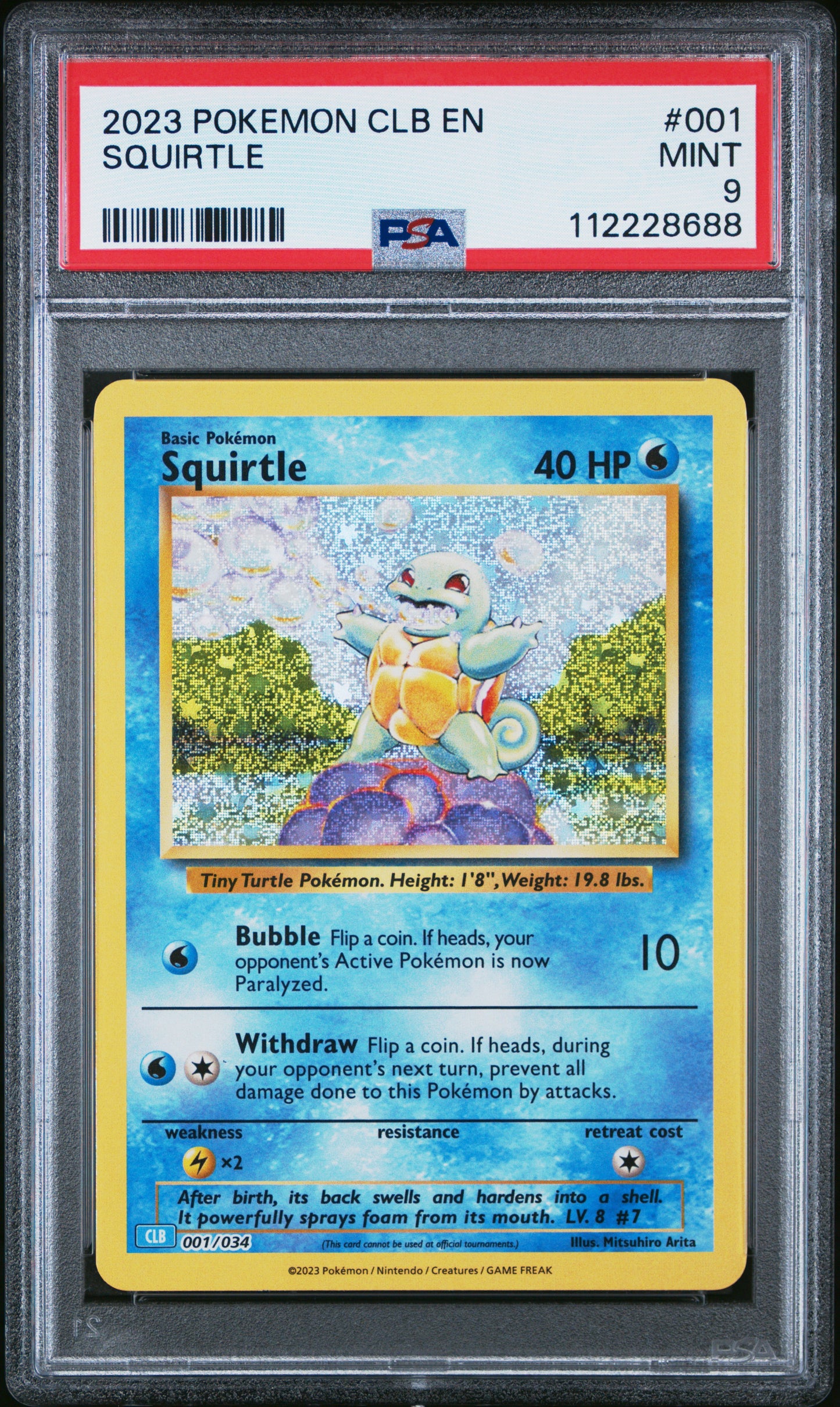 2023 Pokemon Clb-TCG Classic Blastoise & Suicune Ex Deck #001 Squirtle PSA 9