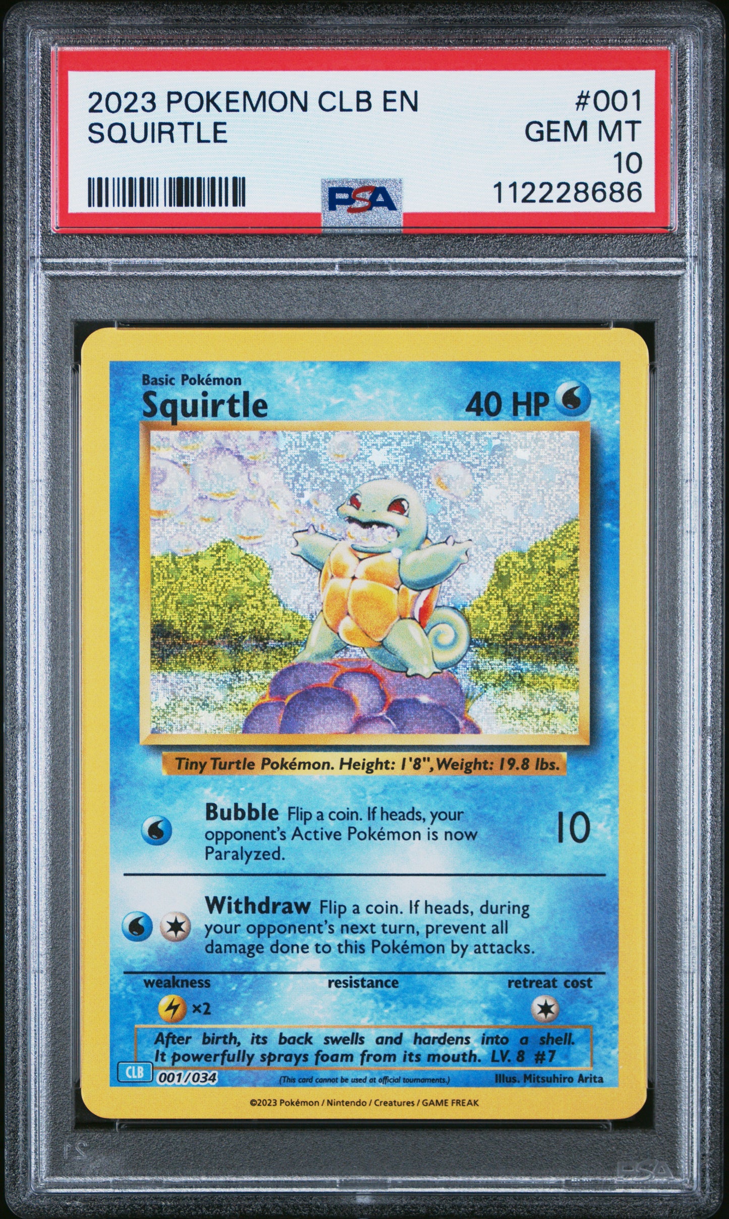 2023 Pokemon Clb-TCG Classic Blastoise & Suicune Ex Deck #001 Squirtle PSA 10