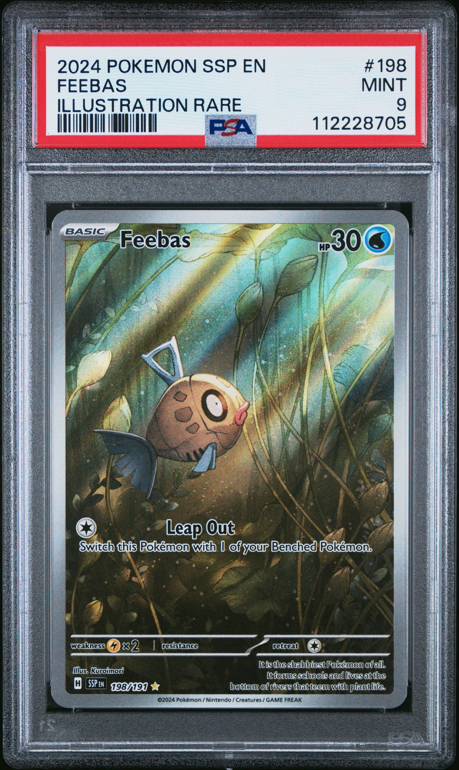 2024 Pokemon Ssp En-Surging Sparks #198 Feebas Illustration Rare PSA 9