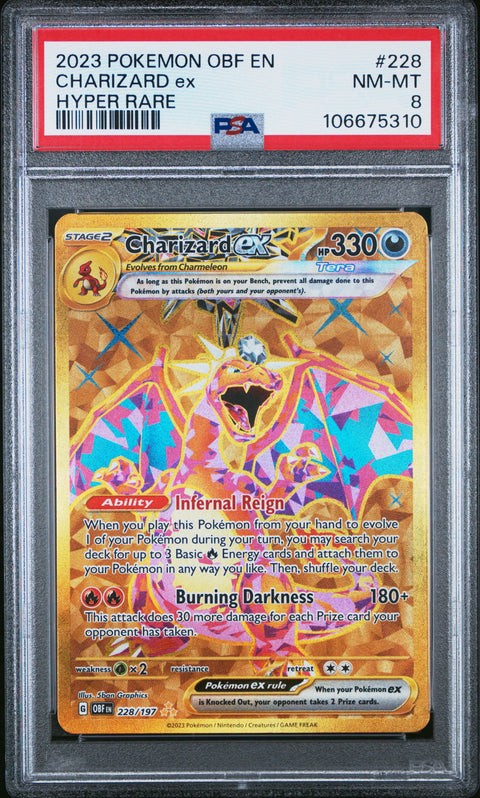2023 Pokemon Obf En-Obsidian Flames #228 Charizard Ex Hyper Rare PSA 8