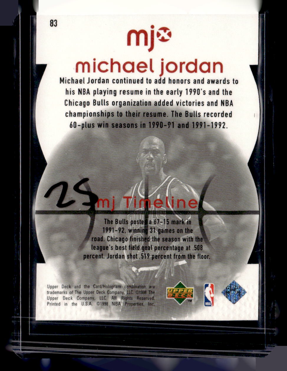 1998 Upper Deck MJx #83 Michael Jordan Timepieces Red #/2300