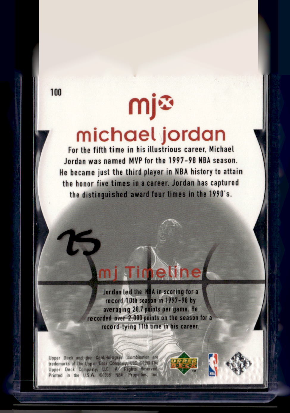 1998 Upper Deck MJx #100 Michael Jordan Timepieces Red #/2300