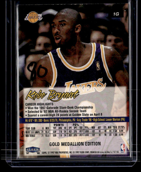1997-98 Ultra #1G Kobe Bryant Gold Medallion
