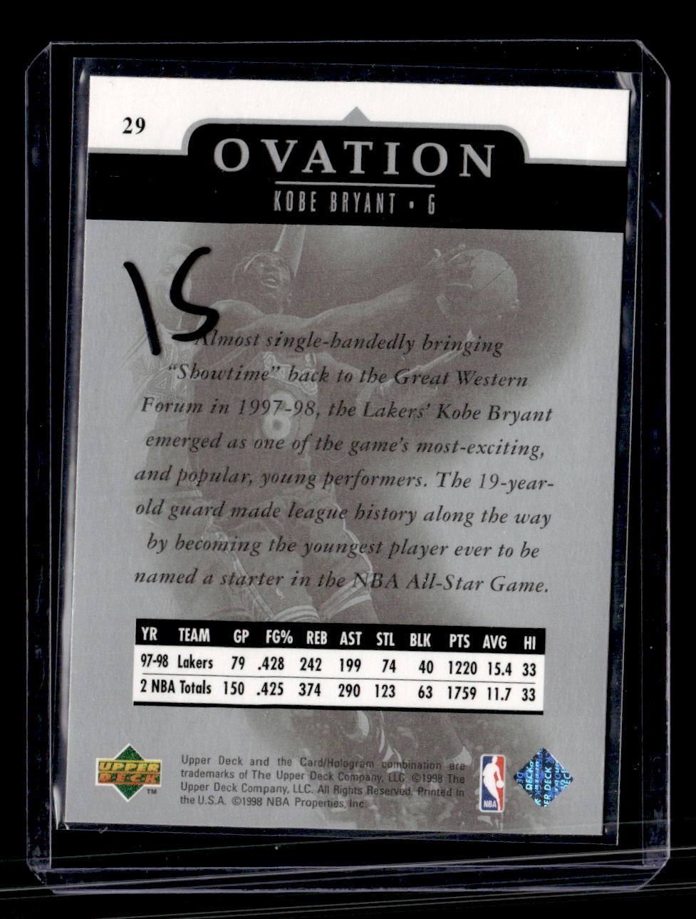 1998-99 Upper Deck Ovation #29 Kobe Bryant