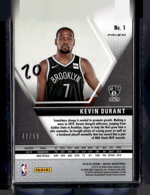 2019-20 Panini Mosaic #1 Kevin Durant Purple Disco