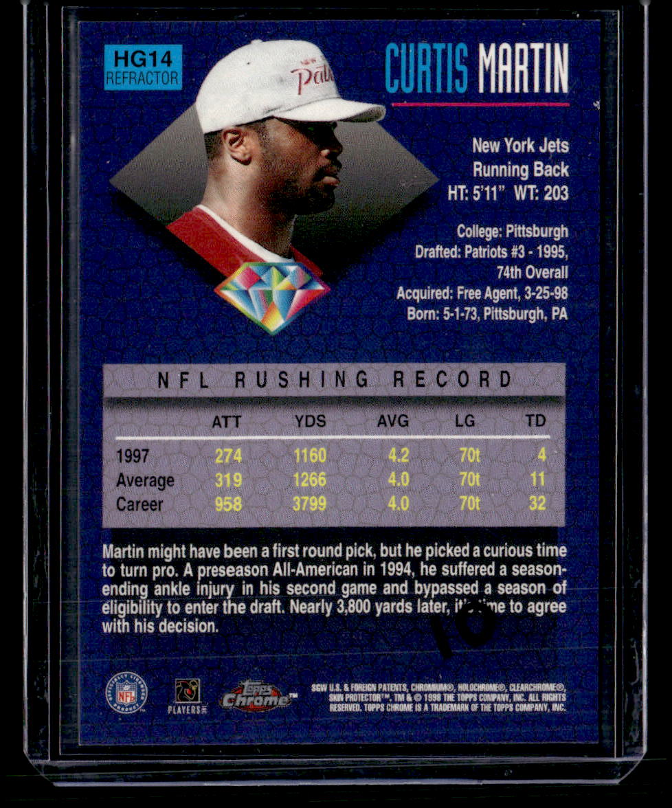 1998 Topps Chrome #HG14 Curtis Martin Hidden Gems Refractors
