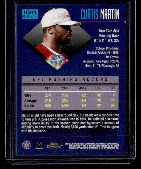 1998 Topps Chrome #HG14 Curtis Martin Hidden Gems Refractors