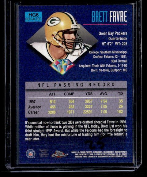 1998 Topps Chrome #HG6 Brett Favre Hidden Gems Refractors