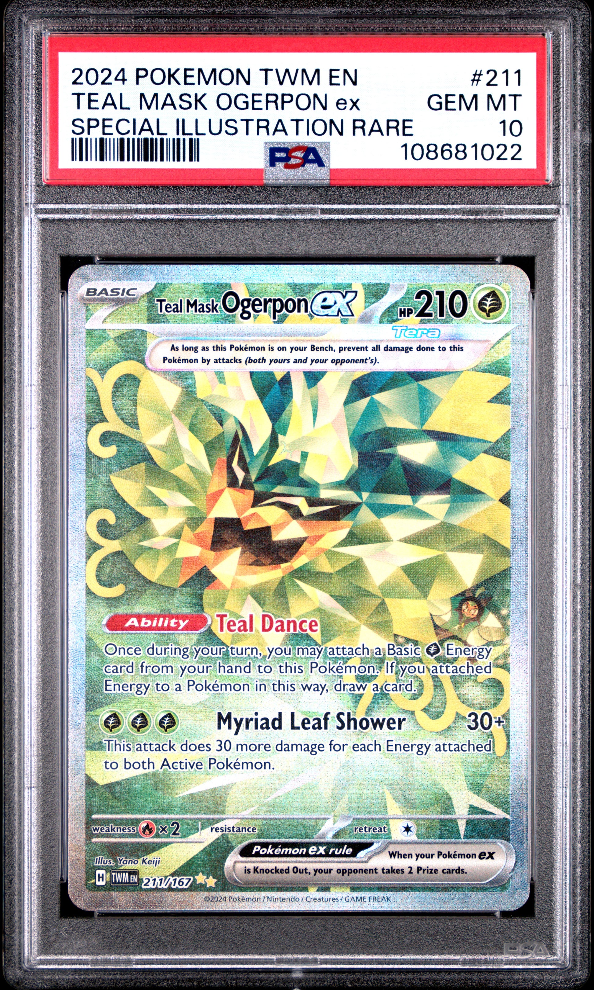 2024 Pokemon Twm En-Twilight Masquerade #211 Teal Mask Ogerpon Ex SAR PSA 10