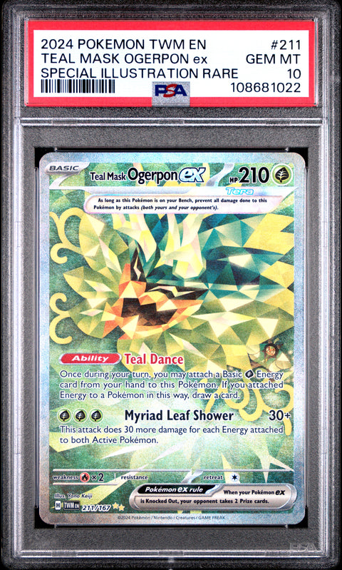 2024 Pokemon Twm En-Twilight Masquerade #211 Teal Mask Ogerpon Ex SAR PSA 10