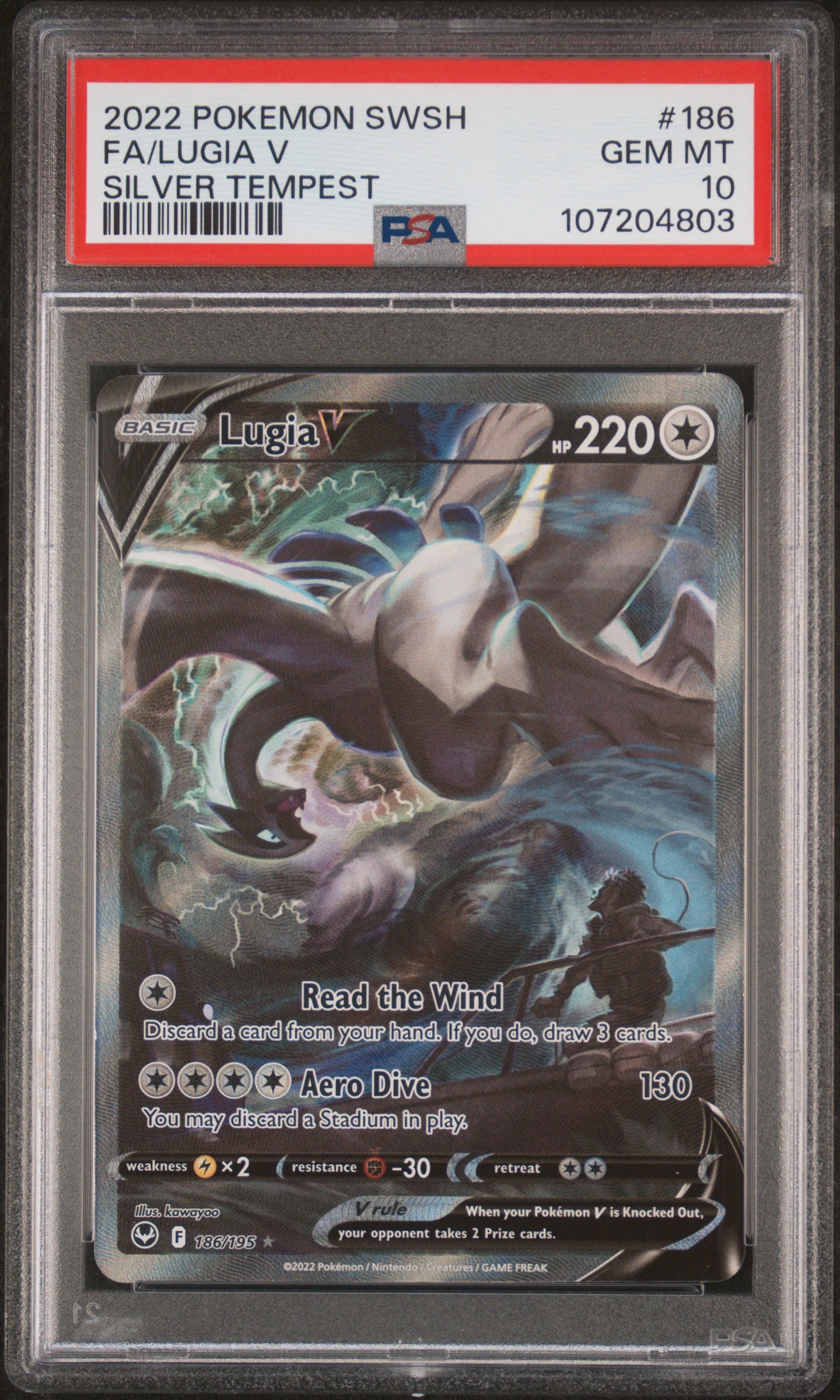 2022 Pokemon Sword & Shield Silver Tempest #186 Fa/Lugia V Silver Tempest PSA 10