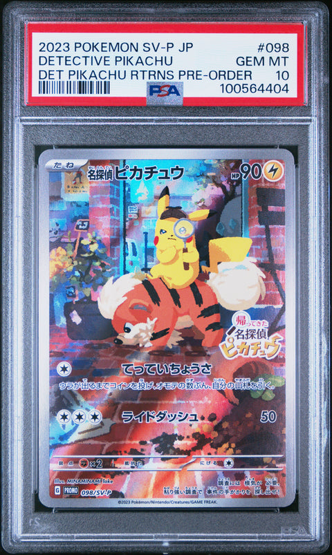 2023 Pokemon Japanese Sv-P Promo #098 Detective Pikachu PSA 10