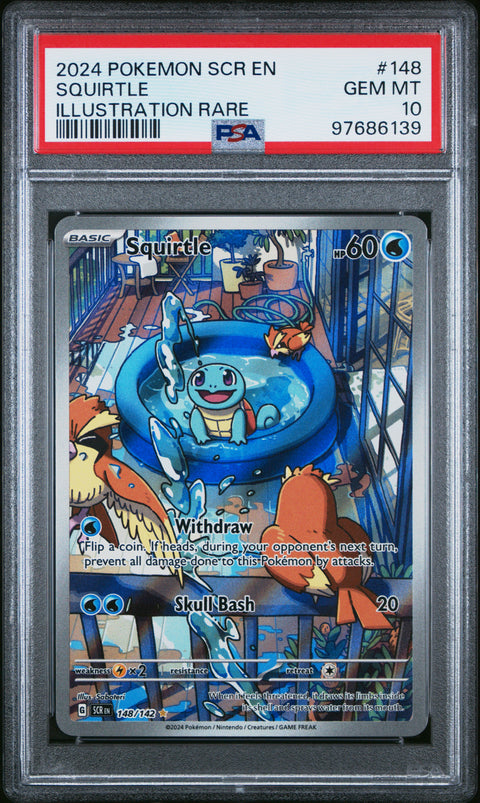 2024 Pokemon Scr En-Stellar Crown #148 Squirtle Illustration Rare PSA 10