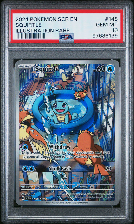 2024 Pokemon Scr En-Stellar Crown #148 Squirtle Illustration Rare PSA 10