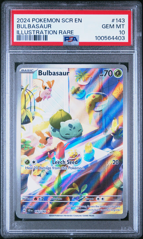 2024 Pokemon Scr En-Stellar Crown #143 Bulbasaur Illustration Rare PSA 10