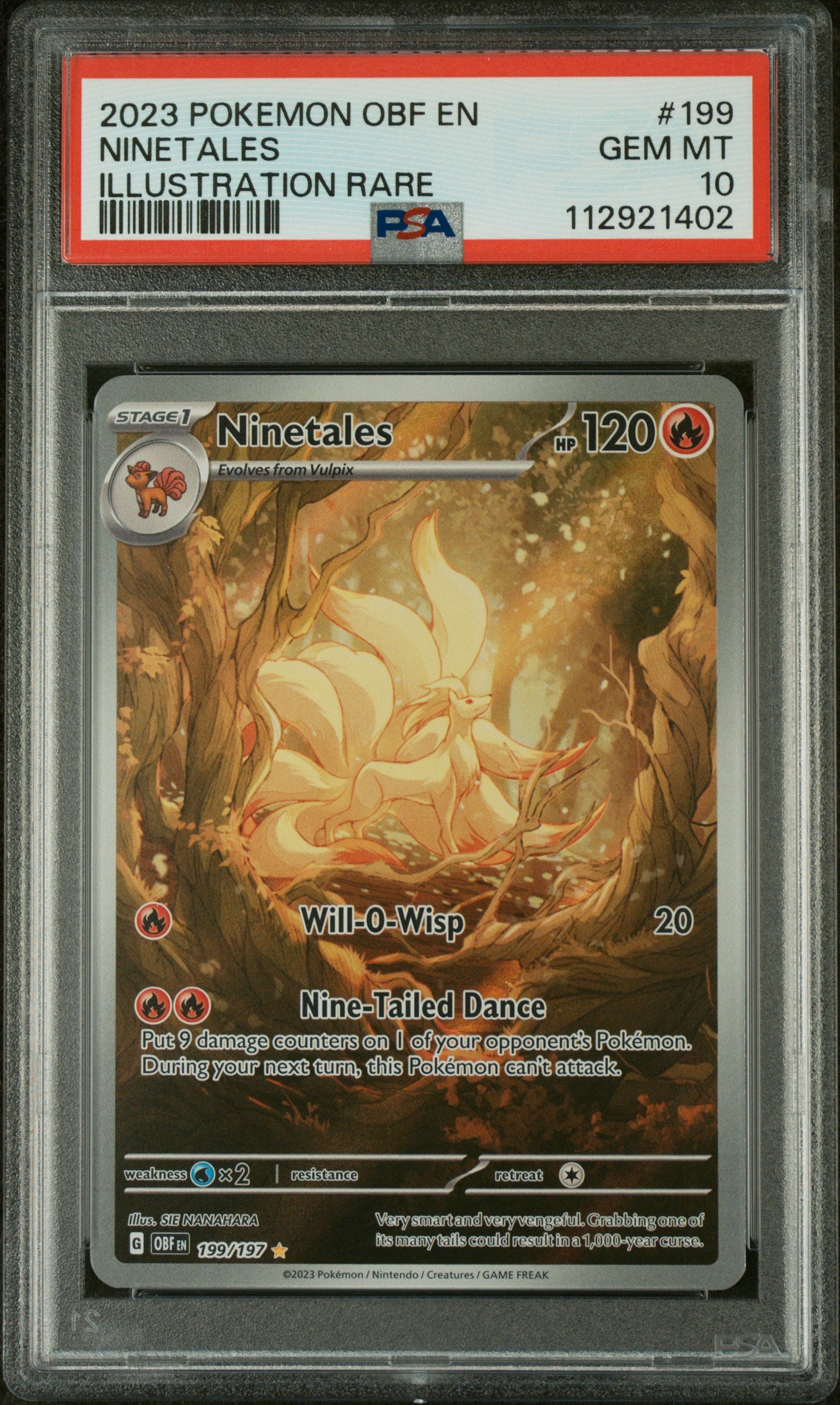 2023 Pokemon Obf En-Obsidian Flames #199 Ninetales Illustration Rare PSA 10