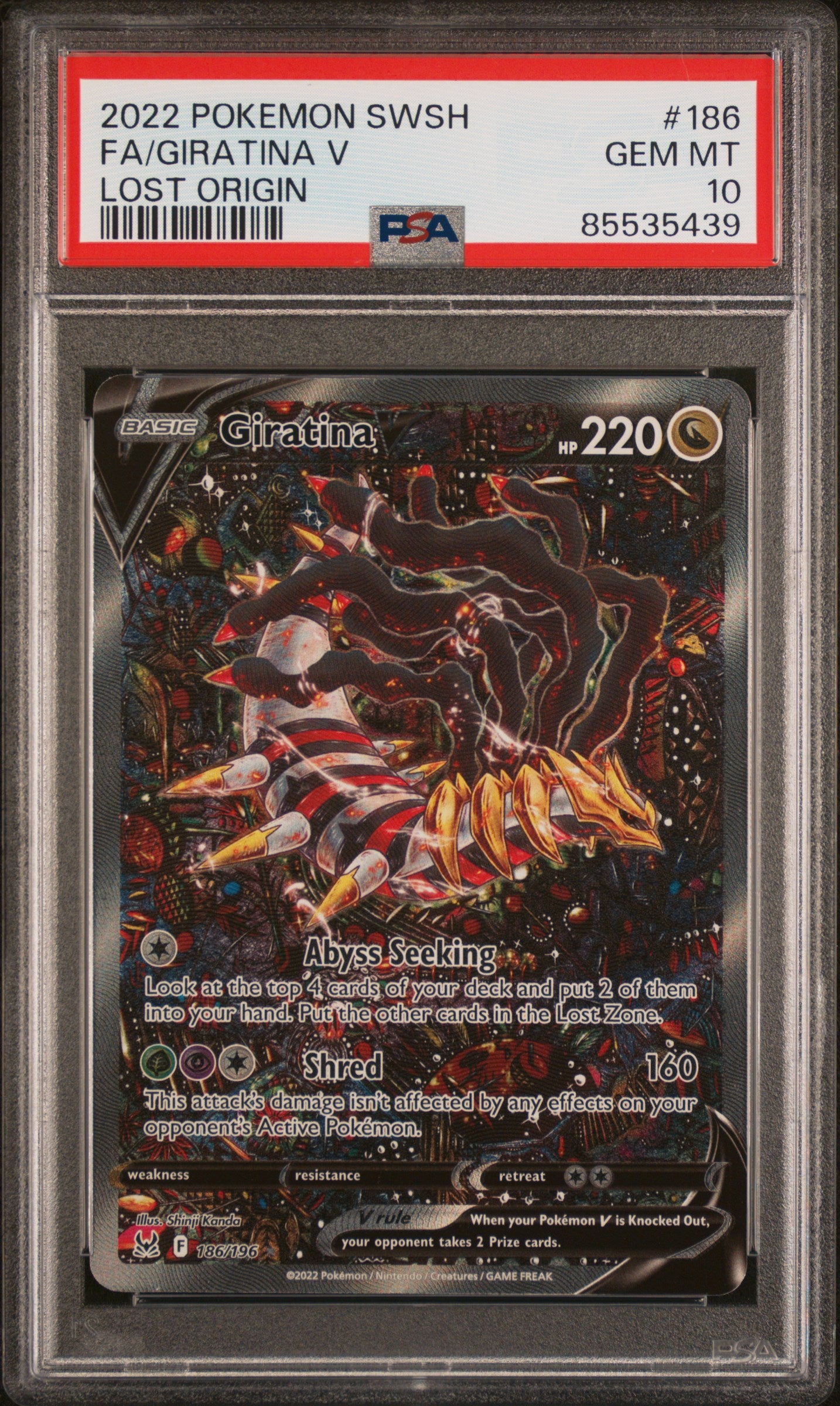2022 Pokemon Sword & Shield Lost Origin #186 Fa/Giratina V Lost Origin PSA 10