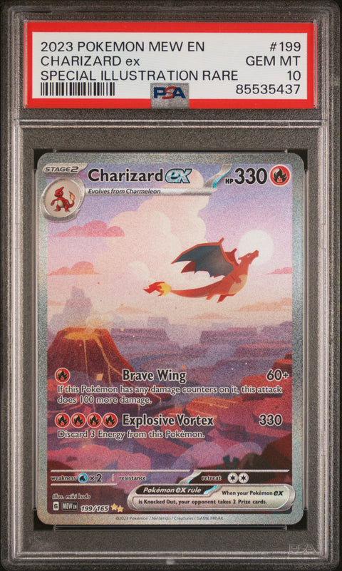 2023 Pokemon Mew En-151 #199 Charizard Ex SAR PSA 10