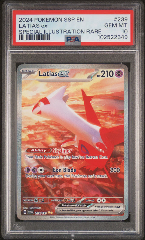 2024 Pokemon Ssp En-Surging Sparks #239 Latias Ex SAR PSA 10