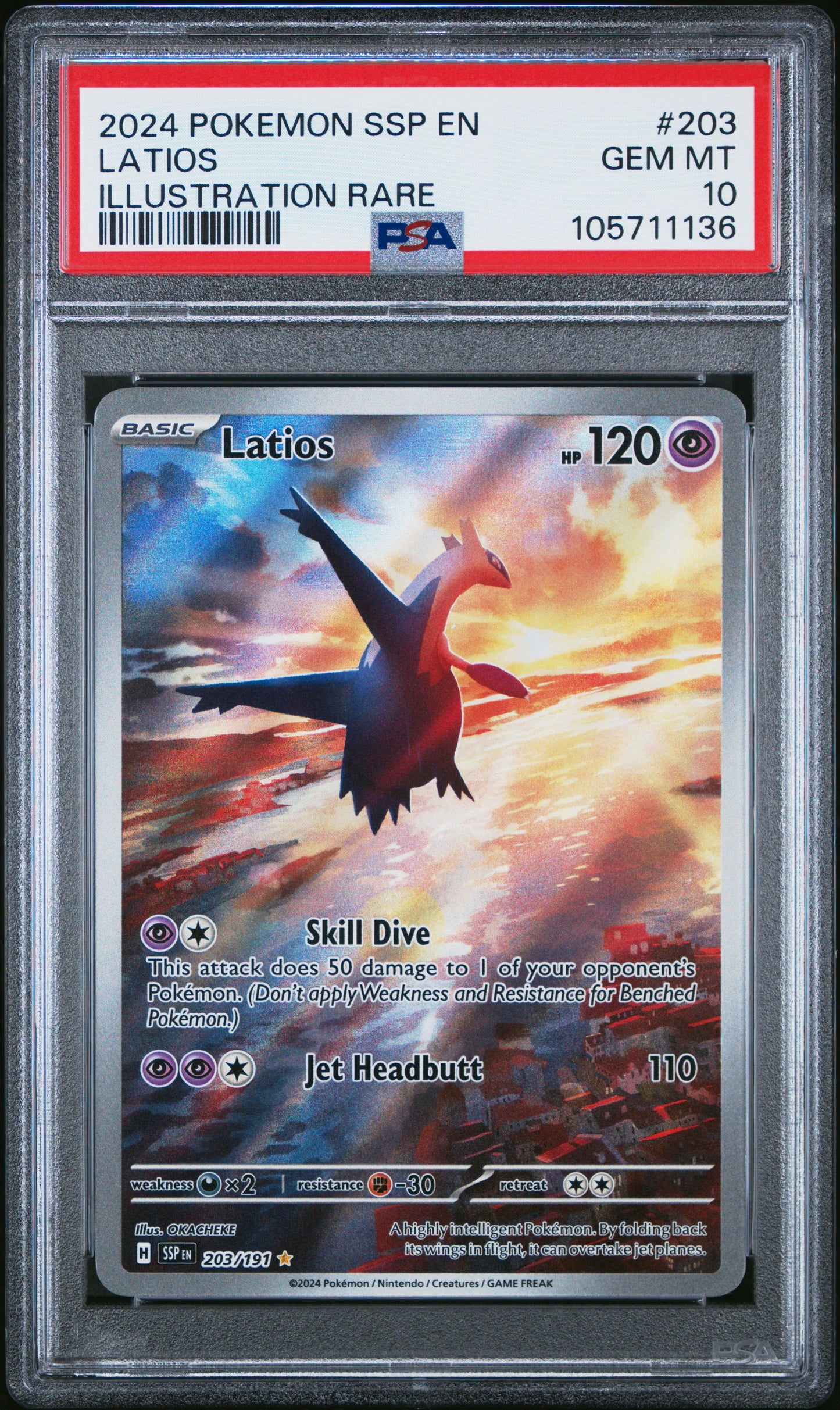 2024 Pokemon Ssp En-Surging Sparks #203 Latios Illustration Rare PSA 10